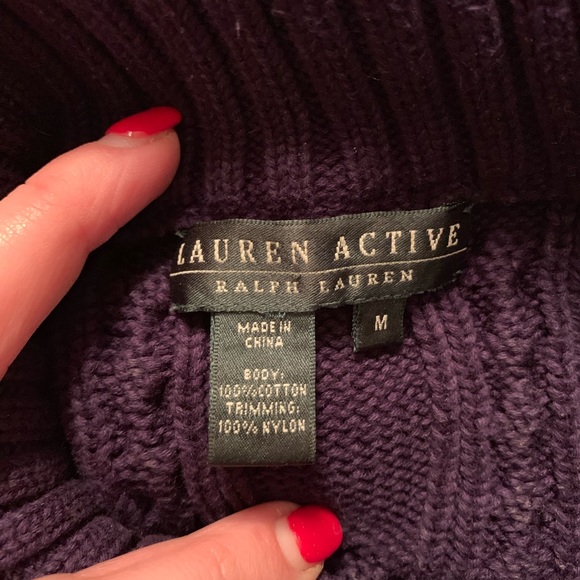 Lauren Active by Ralph Lauren Purple Cable Sweater - Picture 4 of 4